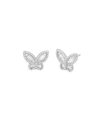 by Adina Eden Pave Baguette Butterfly Stud Earrings