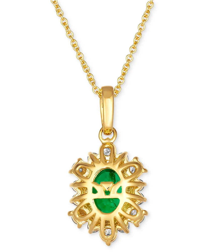 Le Vian Costa Smeralda Emeralds (7/8 ct. t.w.) & Diamond (1/2 ct. t.w.) Halo Adjustable 20" Pendant Necklace in 14k Gold