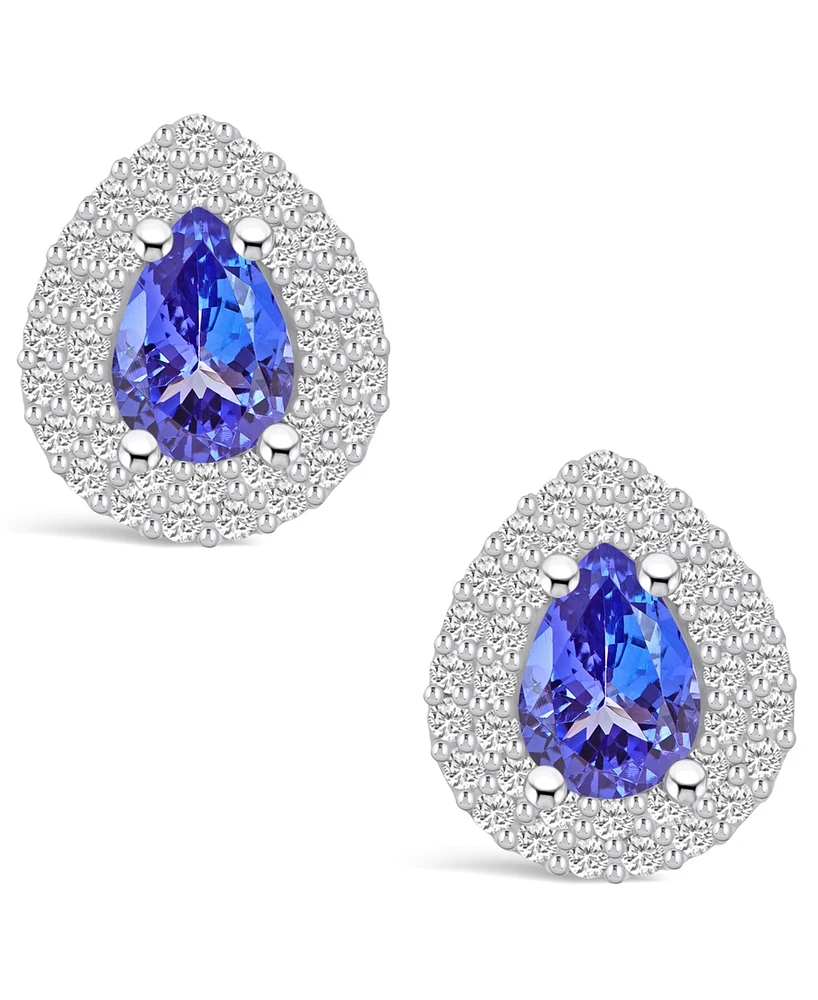 Macy's Tanzanite (1-1/3 Ct. t.w.) and Diamond (5/8 Halo Stud Earrings