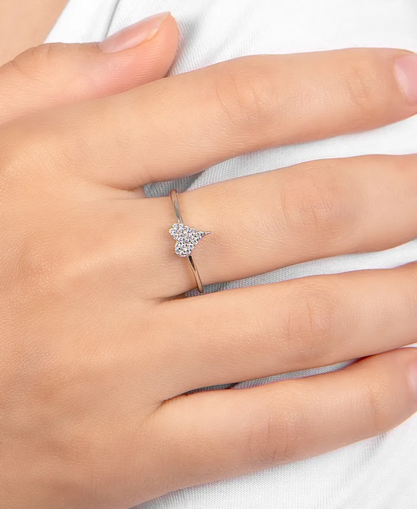 Giani Bernini Cubic Zirconia (0.19 ct. t. w.) Pave Heart Ring in Sterling Silver