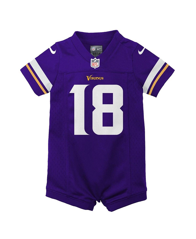 Newborn and Infant Boys and Girls Nike Justin Jefferson Purple Minnesota Vikings Game Romper Jersey