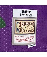 Men's Mitchell & Ness Ray Allen Green, Purple Milwaukee Bucks Hardwood Classics 1996-97 Split Swingman Jersey