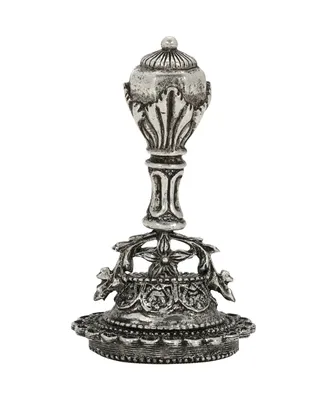 2028 Women's Silver-Tone Crown Shaped Handle Flower and Vase Wax Stamp