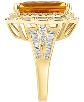 Effy Limited Edition Citrine (11-1/2 ct. t.w.) & Diamond (1-1/3 ct. t.w.) Halo Ring in 14k Gold