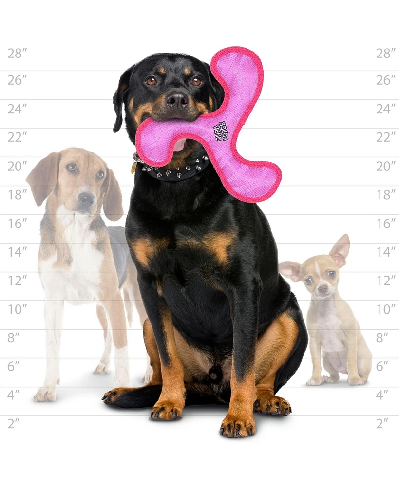 DuraForce Boomerang Tiger Pink-Pink, Durable Plush Squeaky Dog Toy