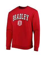 Men's Colosseum Red Bradley Braves Arch Over Logo Pullover Sweatshirt