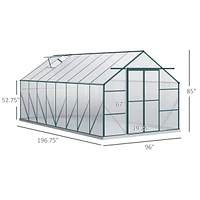 Outsunny 16' x 8' Polycarbonate Walk-in Garden house w/ Sliding Door
