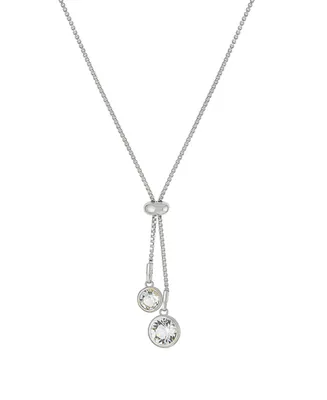 Macy's Crystal 30" Adjustable Box Chain Necklace (13/50 ct. t.w.) Fine Silver Plated Brass