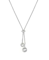 Macy's Crystal 30" Adjustable Box Chain Necklace (13/50 ct. t.w.) Fine Silver Plated Brass