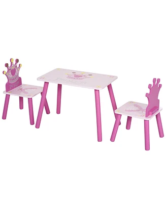Qaba 3 Piece Kids Table and Chair Set,