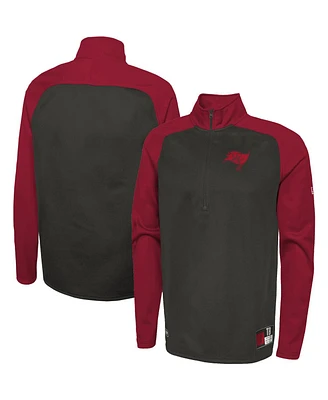 Men's New Era Black Tampa Bay Buccaneers Combine Authentic O-Line Raglan Half-Zip Jacket