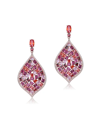 Sterling Silver with Rose Gold Plated and Cubic Zirconia Drop Earrings
