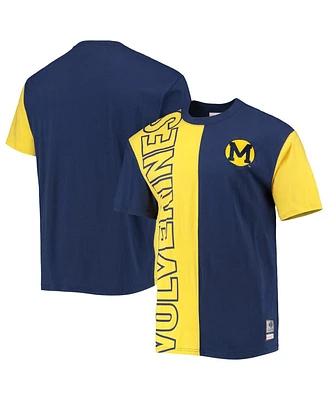 Men's Mitchell & Ness Navy, Maize Michigan Wolverines Play By Play 2.0 T-shirt