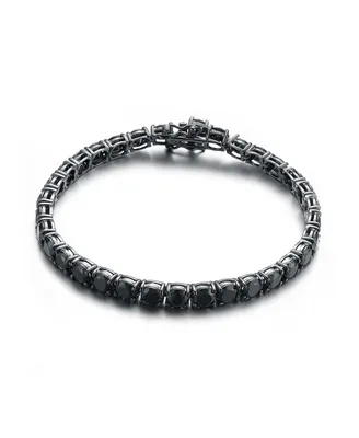 Sterling Silver White Gold Plated with 5mm Round Prong Set Cubic Zirconia Tennis Bracelet