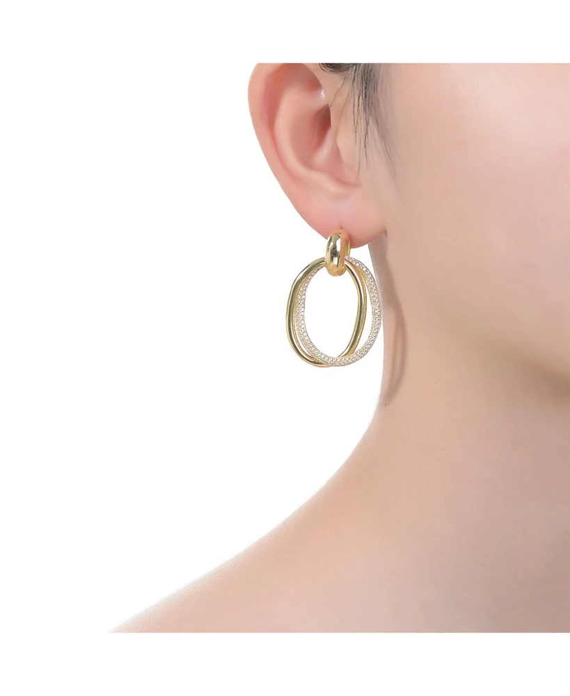 14K Gold Plated Cubic Zirconia Stud Earrings