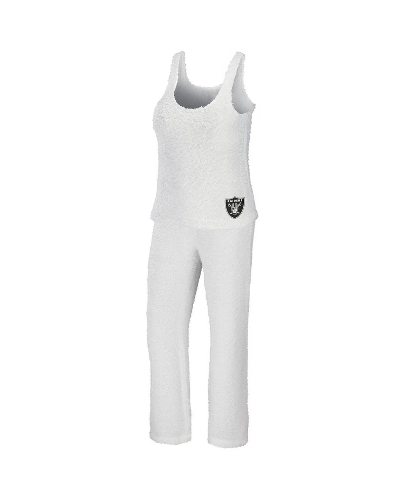 Women's Wear by Erin Andrews Cream Las Vegas Raiders Cozy Scoop Neck Tank Top Pants Sleep Set