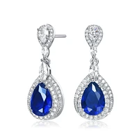 Dazzling Rhodium-Plated Double Halo Dangle Earrings with Clear Pear, Marquise, and Round Cubic Zirconia