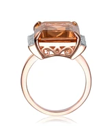 Sterling Silver 18K Rose Gold Plated with Pink and White Cubic Zirconia Accent Ring