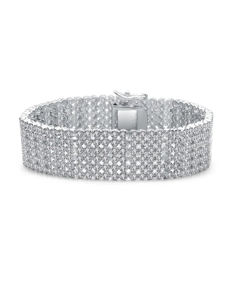 Sterling Silver Cubic Zirconia Wide 6 Row Tennis bracelet
