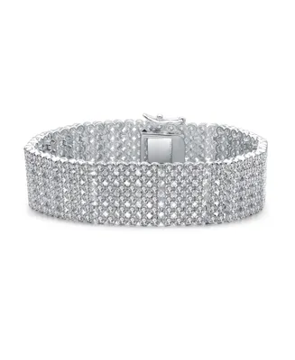 Sterling Silver Cubic Zirconia Wide 6 Row Tennis bracelet