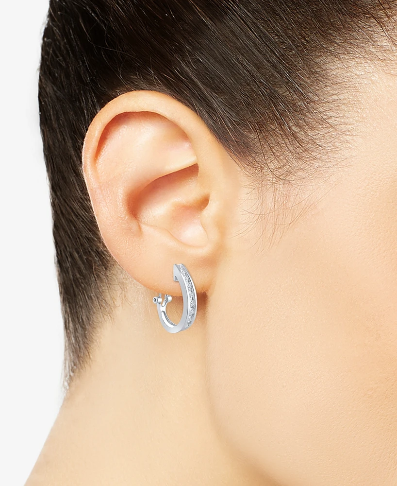 Diamond Channel-Set J-Hoop Earrings (1/2 ct. t.w.) 10k White ,Yellow or Rose Gold