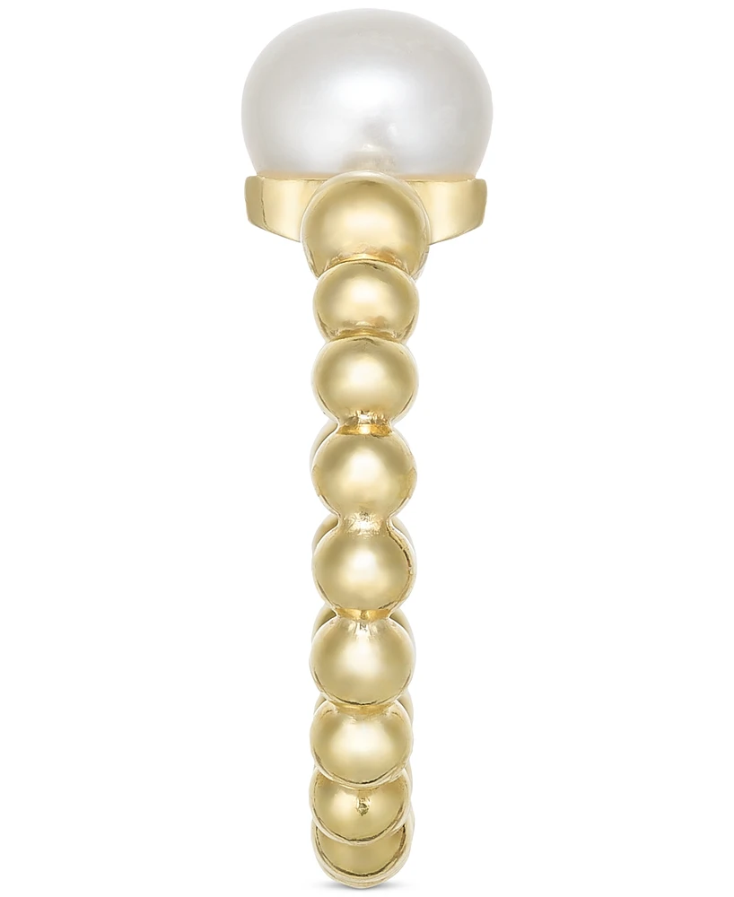 Cultured Freshwater Pearl (8 1/4 x 8 1/2 mm) Beaded Ring in 14k Gold-Plated Sterling Silver