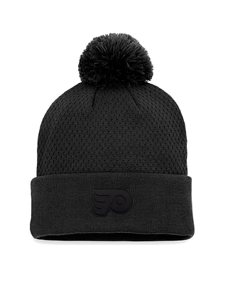 Women's Fanatics Black Philadelphia Flyers Authentic Pro Road Cuffed Knit Hat with Pom