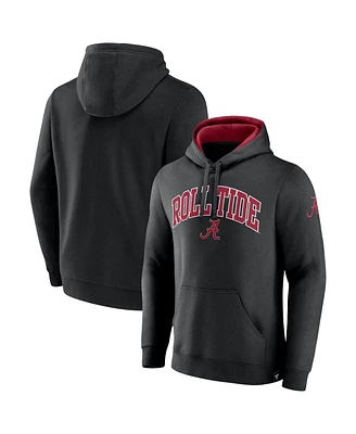 Men's Fanatics Black Alabama Crimson Tide Arch and Logo Tackle Twill Pullover Hoodie