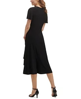 kensie Flutter-Sleeve Midi Dress