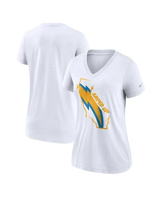 Women's Nike White Los Angeles Chargers Hometown Collection Tri-Blend V-Neck T-shirt