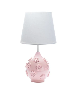 Lambs & Ivy Signature Botanical Baby Pink Floral Nursery Lamp with Shade & Bulb