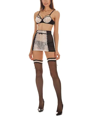 MeMoi Women's Bianca Lusty Lace 3 Piece Garter Set