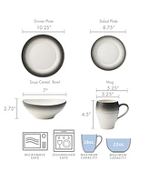 Mikasa Swirl Graphite 16 Piece Dinnerware Set, Service for 4