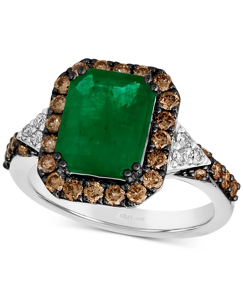 Le Vian Couture Costa Smeralda Emeralds (2-3/8 ct. t.w.), Chocolate Diamonds (5/8 ct. t.w.) & Nude Diamonds (1/10 ct. t.w.) Square Halo Ring in Platin