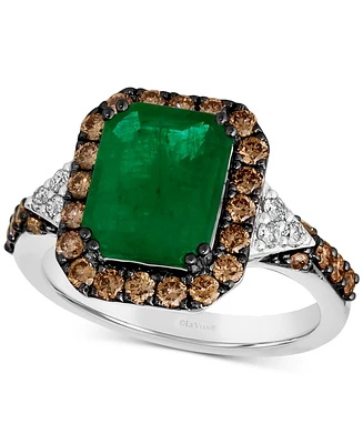 Le Vian Couture Costa Smeralda Emeralds (2-3/8 ct. t.w.), Chocolate Diamonds (5/8 ct. t.w.) & Nude Diamonds (1/10 ct. t.w.) Square Halo Ring in Platin