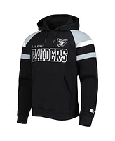 Men's Starter Black Las Vegas Raiders Draft Fleece Raglan Pullover Hoodie