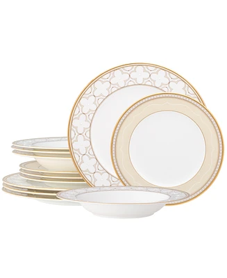 Noritake Trefolio Gold 12-Piece Dinnerware Set, Service for 4