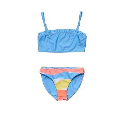 Snapper Rock Big Girls Toddler|Child Good Vibes Frilled Bandeau Bikini