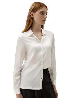 Women's Classic Pearl Button Silk Shirt