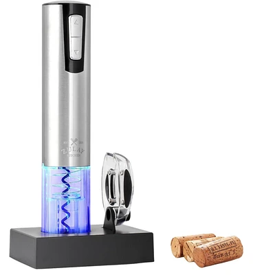Electric Wine Opener With Charging Base and Foil Cutter - Stainless Steel Automatic Wine Bottle Opener