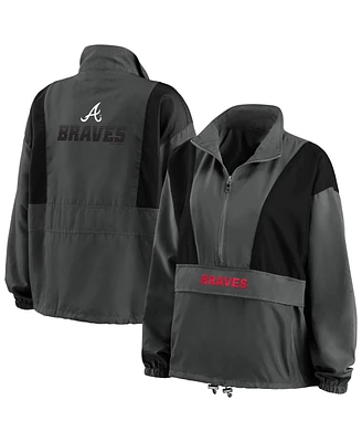 Women's Wear by Erin Andrews Charcoal Atlanta Braves Packable Half-Zip Jacket