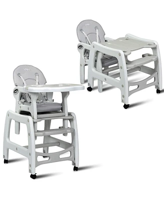 Costway Toddler 3 1 High Chair Adjustable Seat Back and Removable Trays