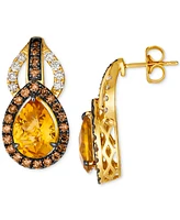 Le Vian Cinnamon Citrine (1-1/2 ct. t.w.) & Diamond (1-1/6 ct. t.w.) Pear Drop Earrings in 14k Gold