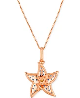 Le Vian Multi-Sapphire (5/8 ct. t.w.) & Chocolate Diamond (1/20 ct. t.w.) Starfish Pendant Necklace in 14k Rose Gold, 18" + 2" extender