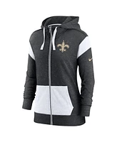 Women's Nike Heathered Black, White New Orleans Saints Plus Monaco Full-Zip Hoodie