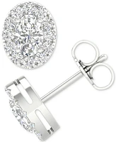 Diamond Oval Halo Stud Earrings (3/4 ct. t.w.) in 14k White Gold