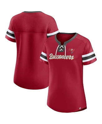 Women's Fanatics Red Tampa Bay Buccaneers Original State Lace-Up T-shirt