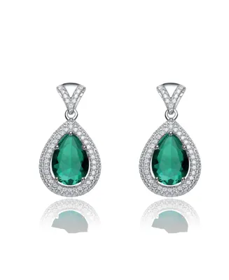 Gv Sterling Silver White Gold Cubic Zirconia Pear Drop Earrings