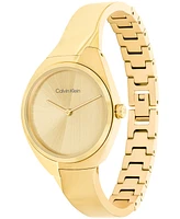 Calvin Klein Women's 2-Hand Gold-Tone Stainless Steel Bangle Bracelet Watch 30mm