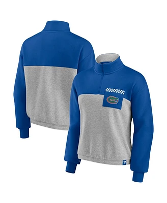 Women's Fanatics Royal, Heathered Gray Florida Gators Sideline to Colorblock Quarter-Zip Jacket